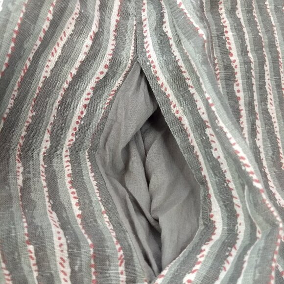 Voloshin Striped Embroidered Detail Shift Midi Dress Linen Cotton Blend Sz Large - Picture 10 of 15